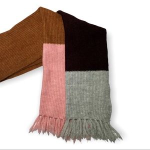 Gap Color Block Scarf Thick and Cozy, large knit, wide with fringe